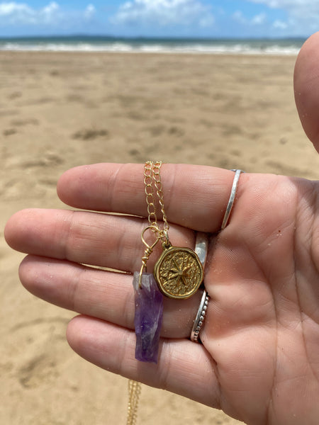 ✨Gold Amethyst & North Star Tarnish Resistant Necklace