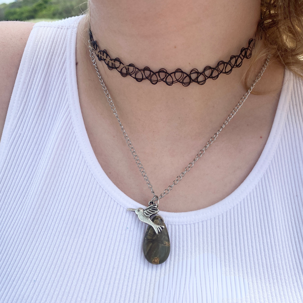 Jasper & Hummingbird Necklace