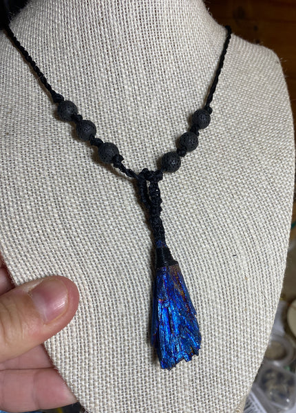 Rainbow Aura Kyanite Necklace🦋🌈