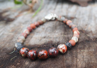 Poppy Jasper and Lava bead Bracelet